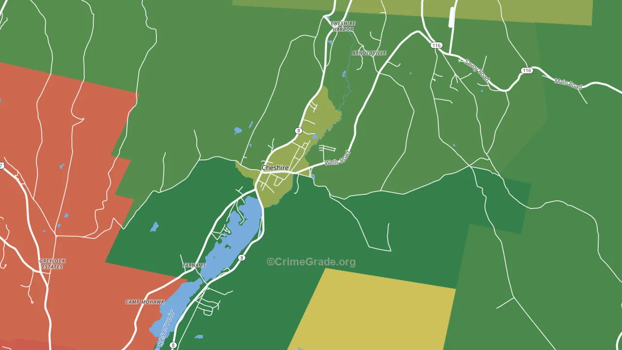 Cheshire, MA Map of Drug-Related Crime Rates