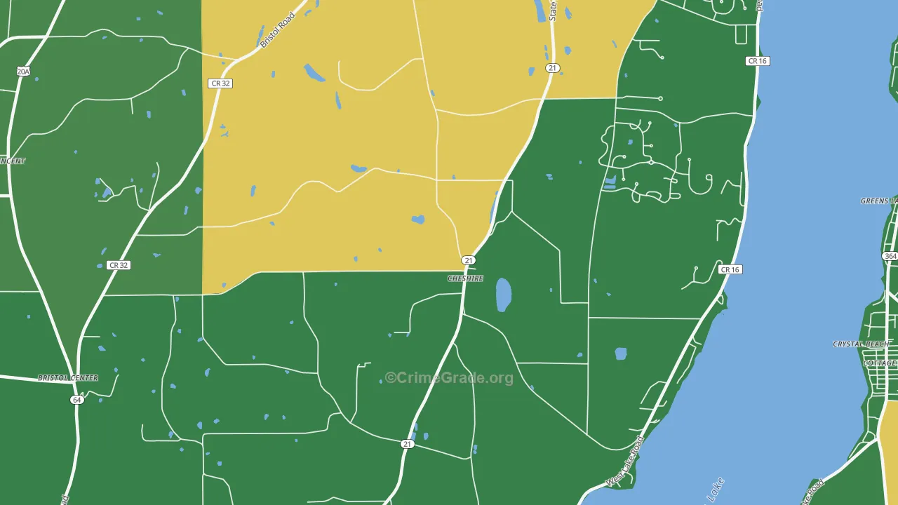 Cheshire, NY Map of Drug-Related Crime Rates