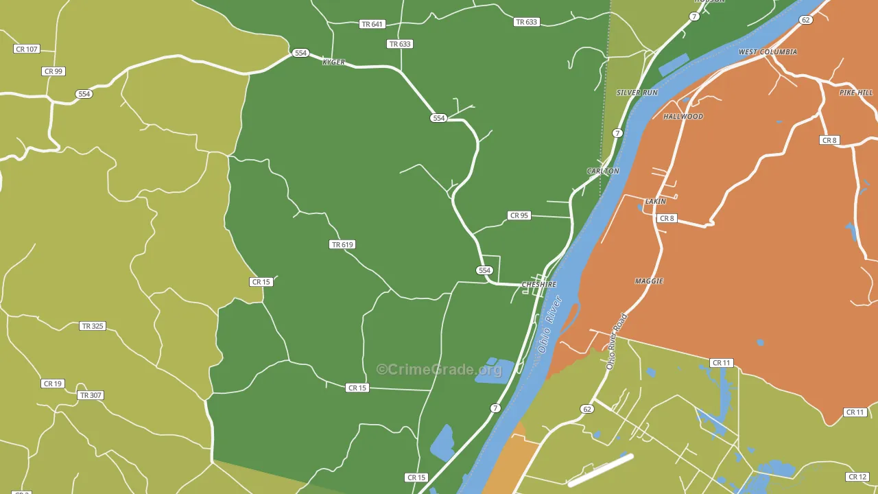 Cheshire, OH Map of Drug-Related Crime Rates