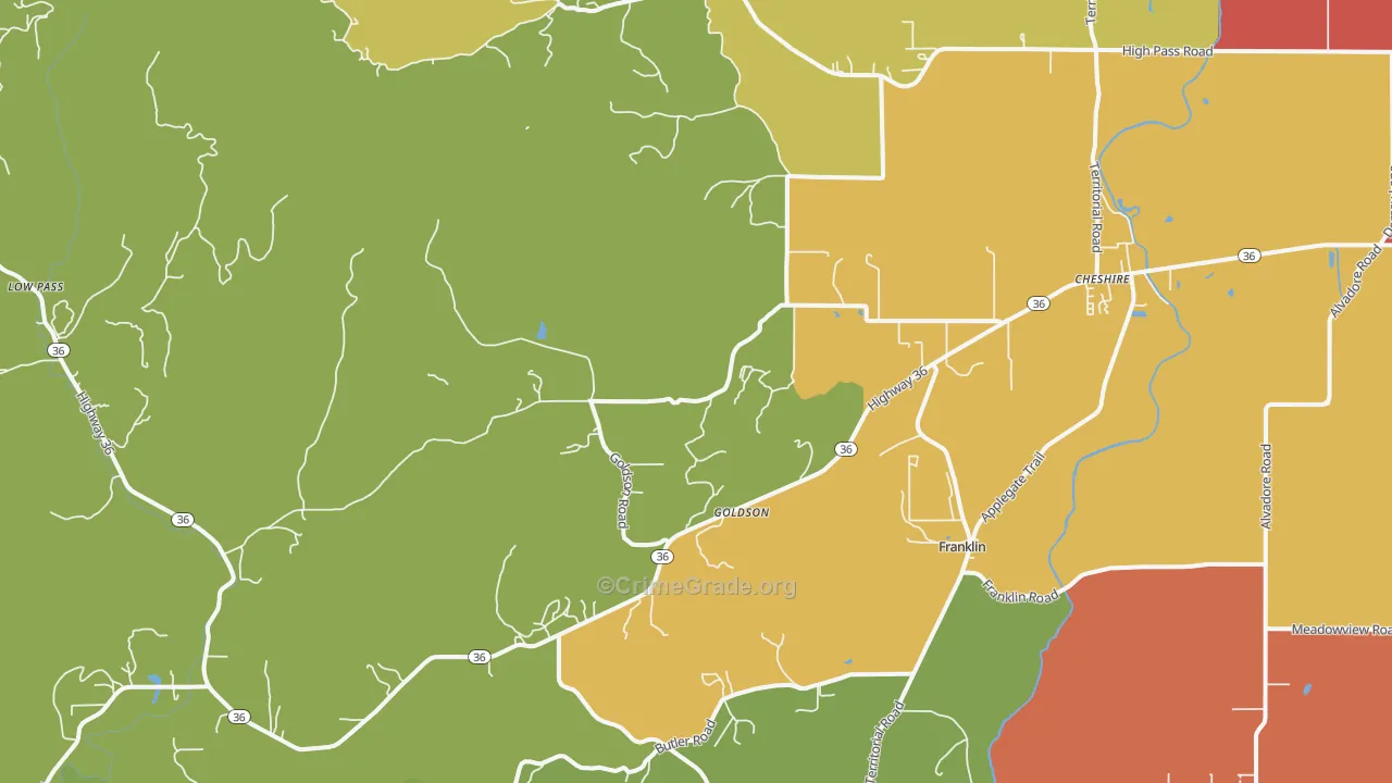 Cheshire, OR Map of Drug-Related Crime Rates