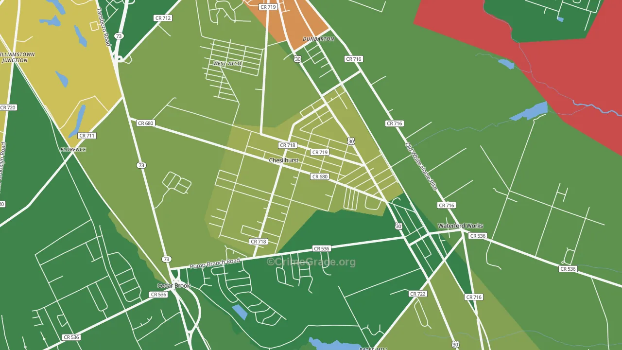 Chesilhurst, NJ Map of Drug-Related Crime Rates