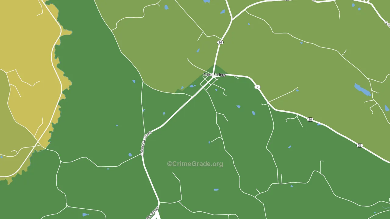 Chest Springs, PA Map of Drug-Related Crime Rates