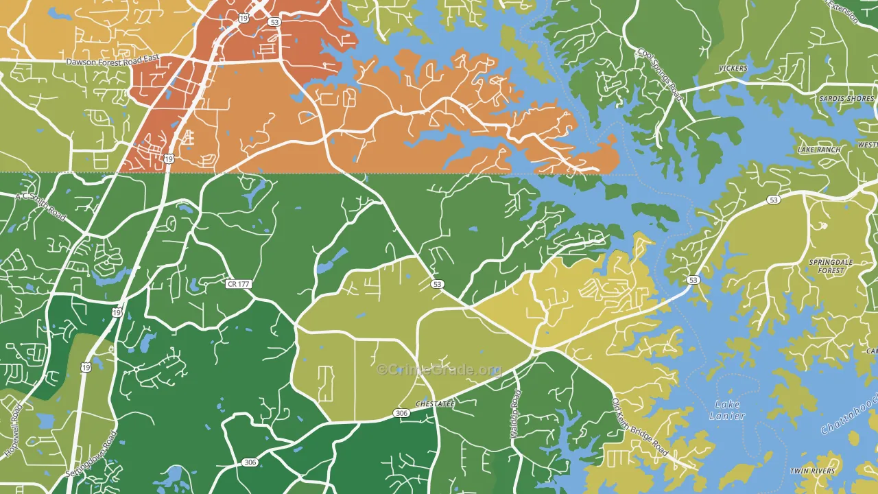 Chestatee, GA Map of Drug-Related Crime Rates