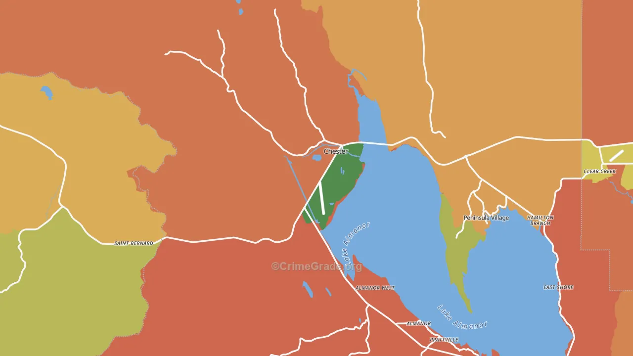 Chester, CA Map of Drug-Related Crime Rates