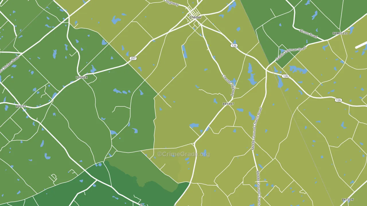Chester, GA Map of Drug-Related Crime Rates