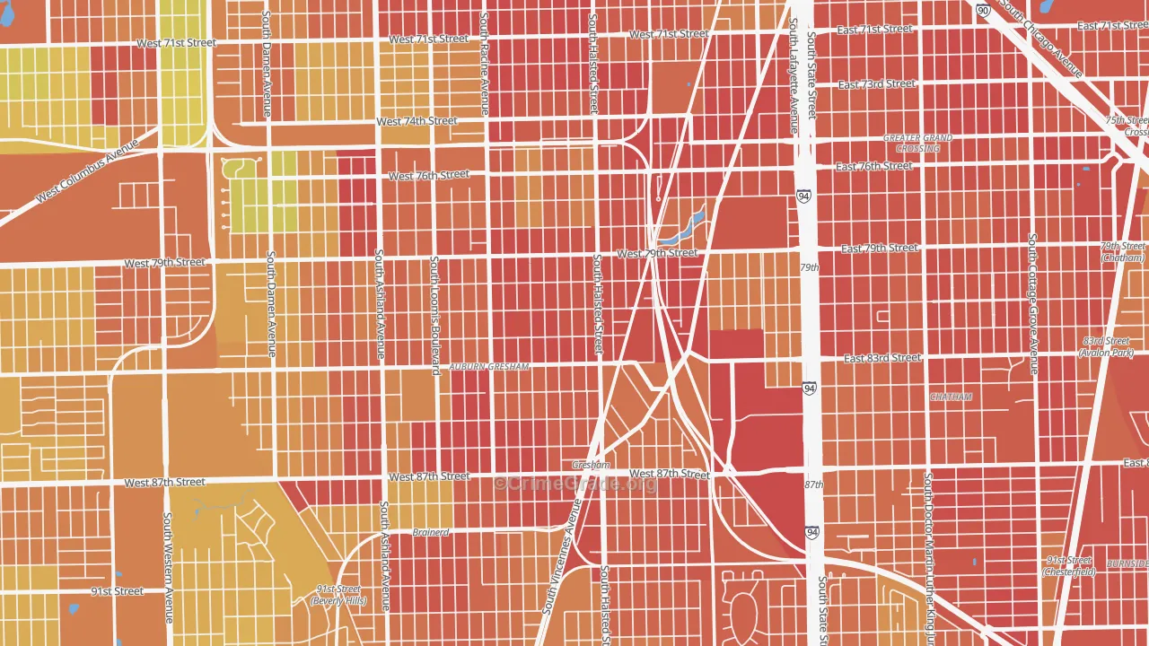 Chester Highlands, Chicago, IL Map of Drug-Related Crime Rates