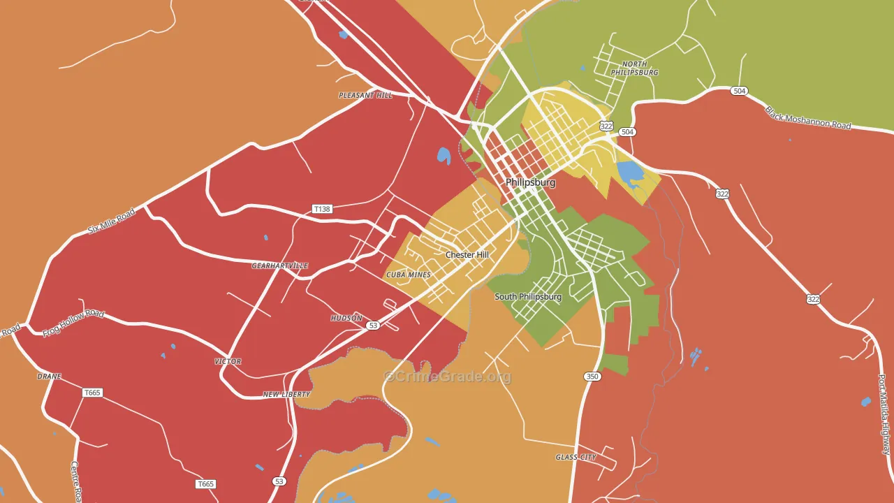 Chester Hill, PA Map of Drug-Related Crime Rates