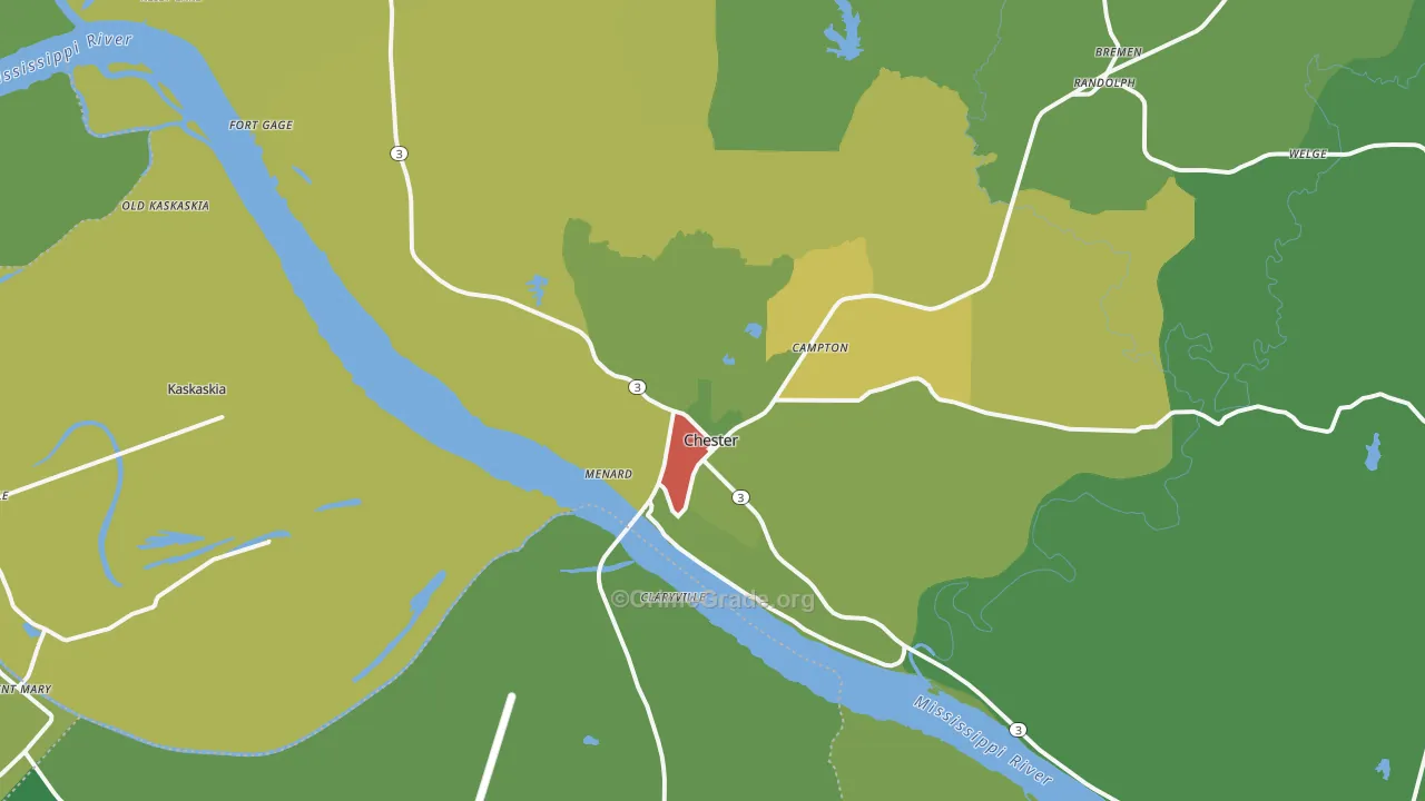 Chester, IL Map of Drug-Related Crime Rates