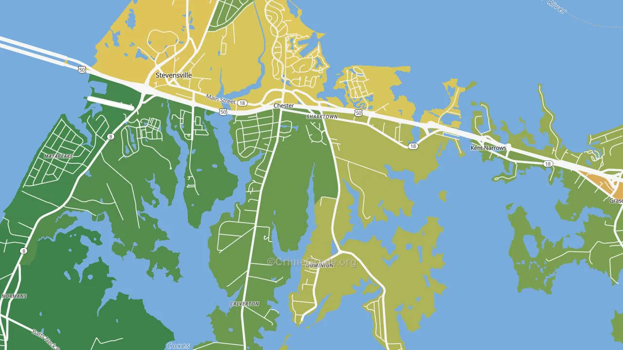Chester, MD Map of Drug-Related Crime Rates