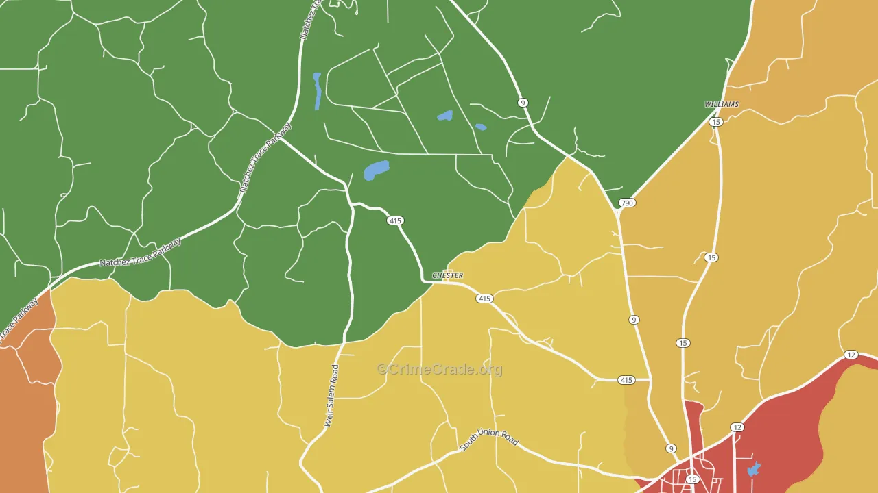 Chester, MS Map of Drug-Related Crime Rates