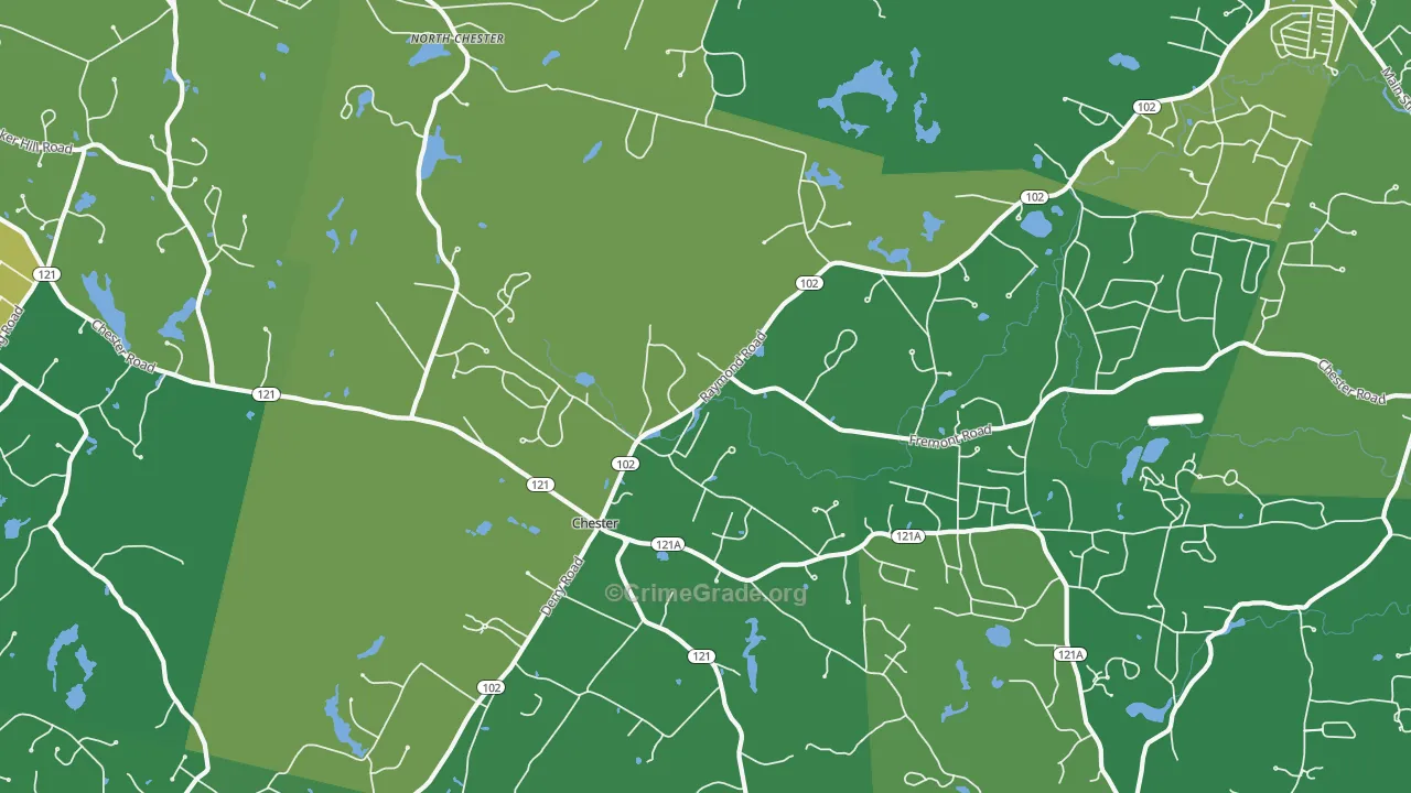 Chester, NH Map of Drug-Related Crime Rates