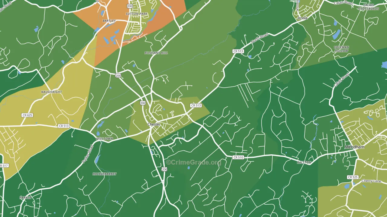 Chester, NJ Map of Drug-Related Crime Rates