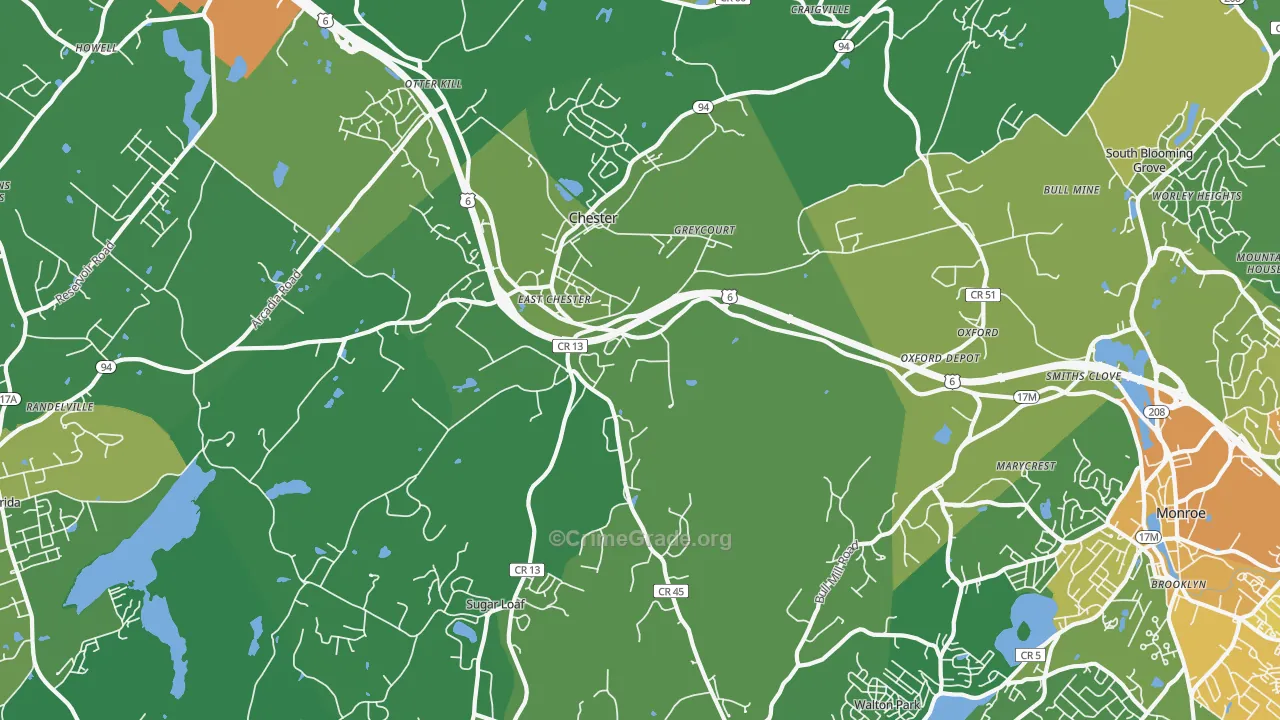 Chester, NY Map of Drug-Related Crime Rates