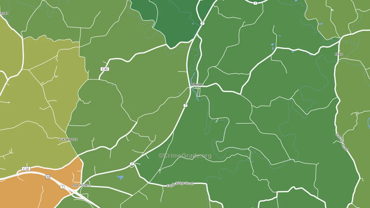 Chester, OH Map of Drug-Related Crime Rates