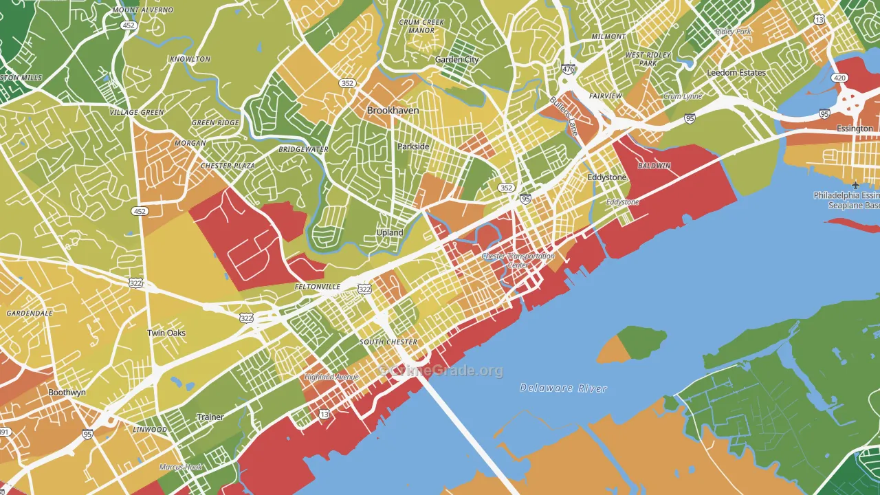 Chester, PA Map of Drug-Related Crime Rates