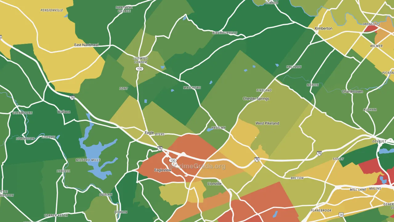 Chester Springs, PA Map of Drug-Related Crime Rates