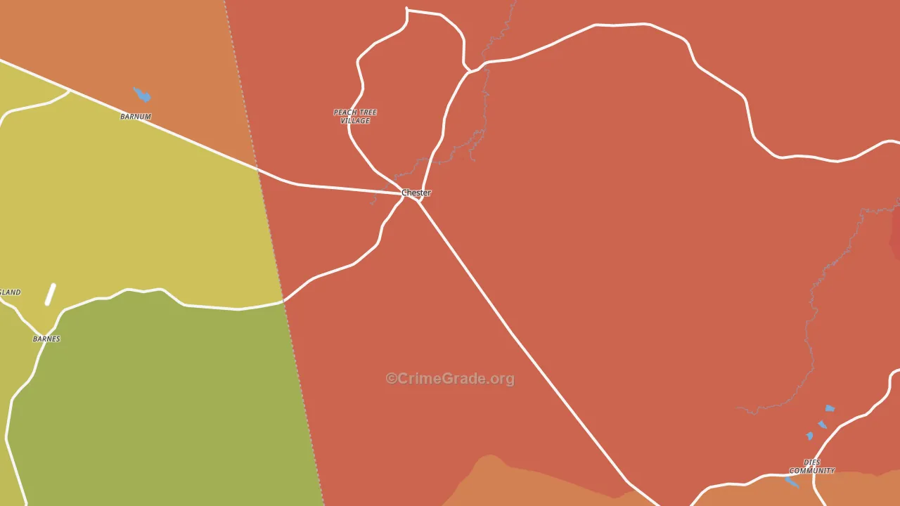Chester, TX Map of Drug-Related Crime Rates