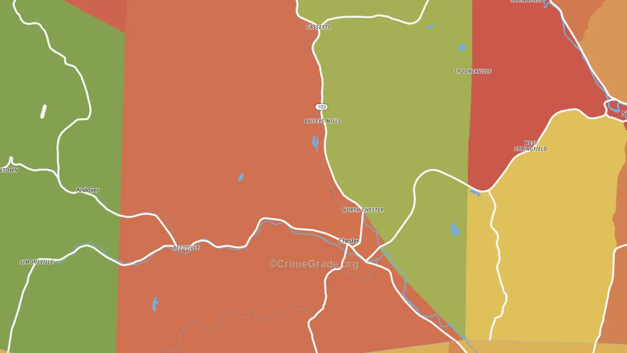 Chester, VT Map of Drug-Related Crime Rates