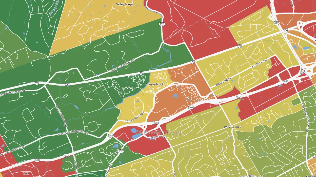 Chesterbrook, PA Map of Drug-Related Crime Rates