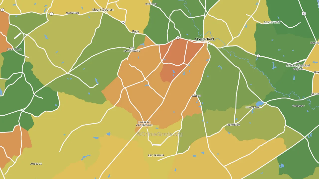 Chesterfield County, SC Map of Drug-Related Crime Rates