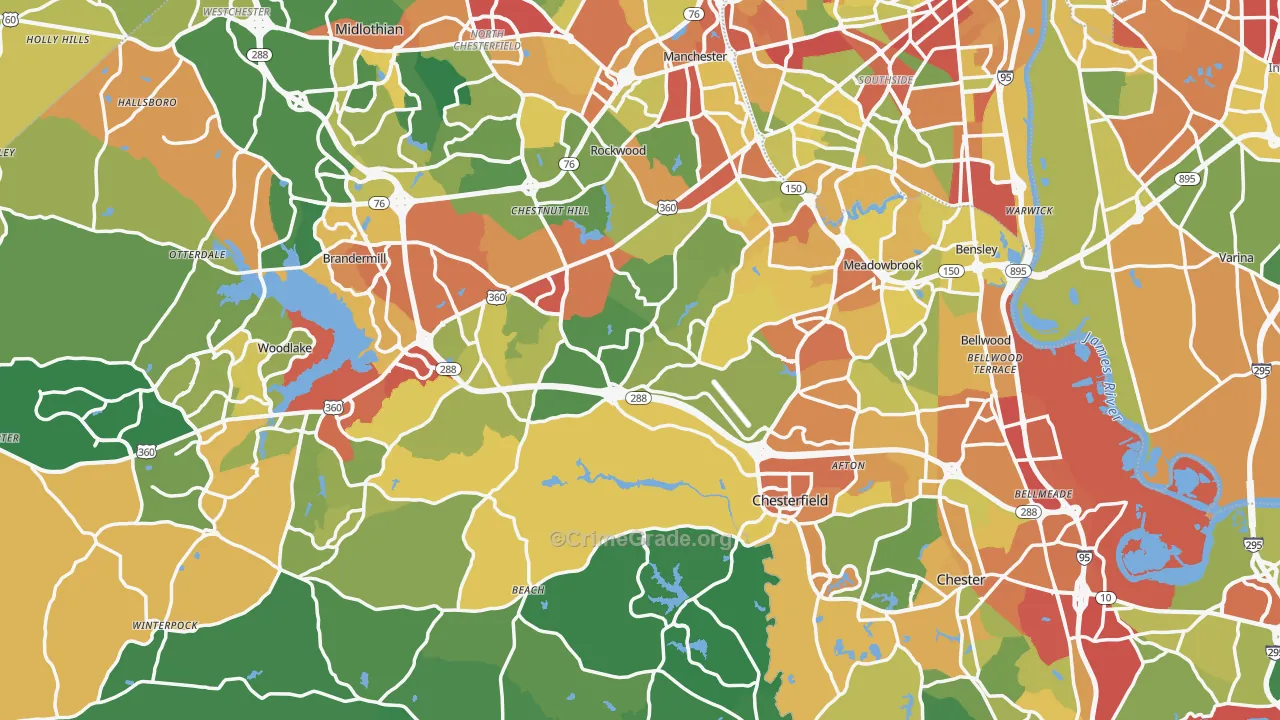 Chesterfield County, VA Map of Drug-Related Crime Rates