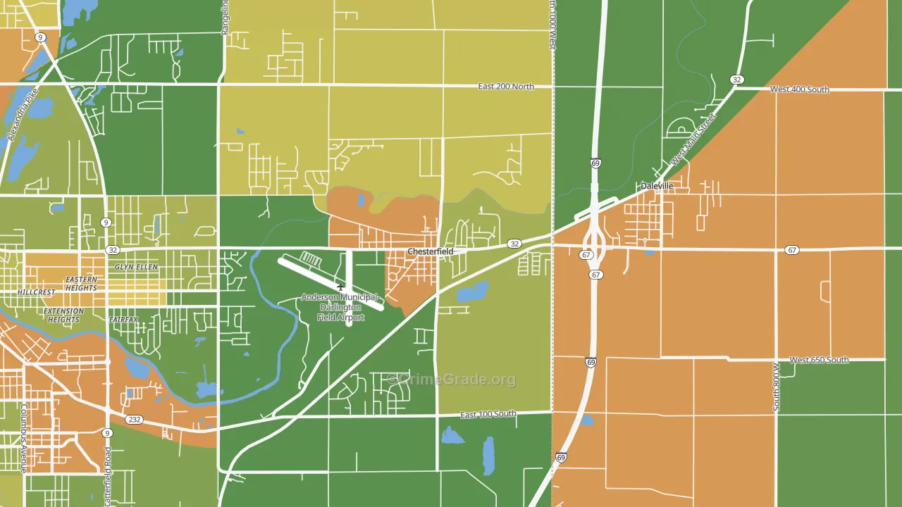 Chesterfield, IN Map of Drug-Related Crime Rates