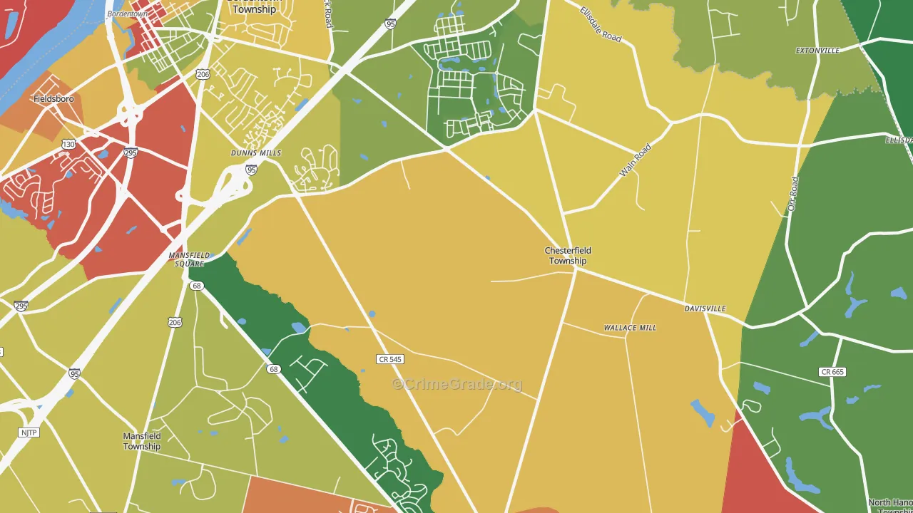 Chesterfield, NJ Map of Drug-Related Crime Rates