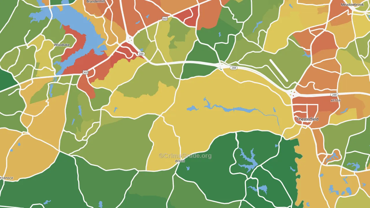 Chesterfield, VA Map of Drug-Related Crime Rates