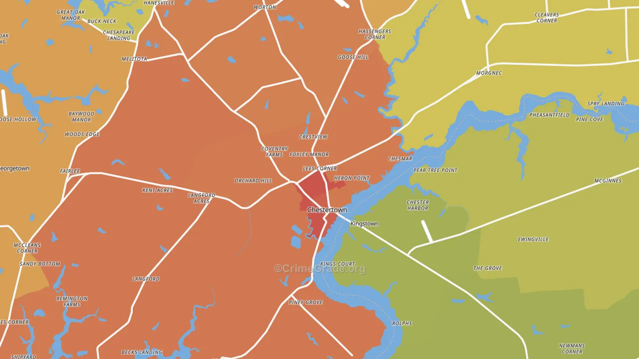 Chestertown, MD Map of Drug-Related Crime Rates