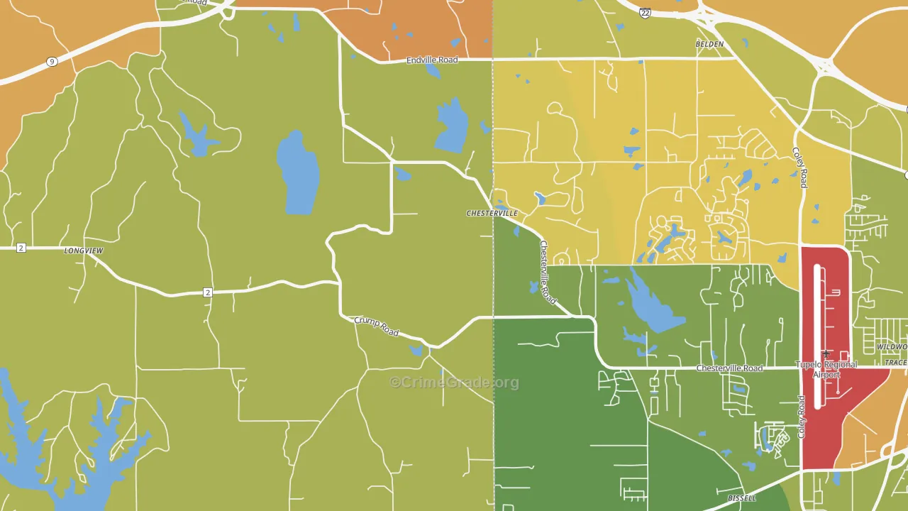Chesterville, MS Map of Drug-Related Crime Rates