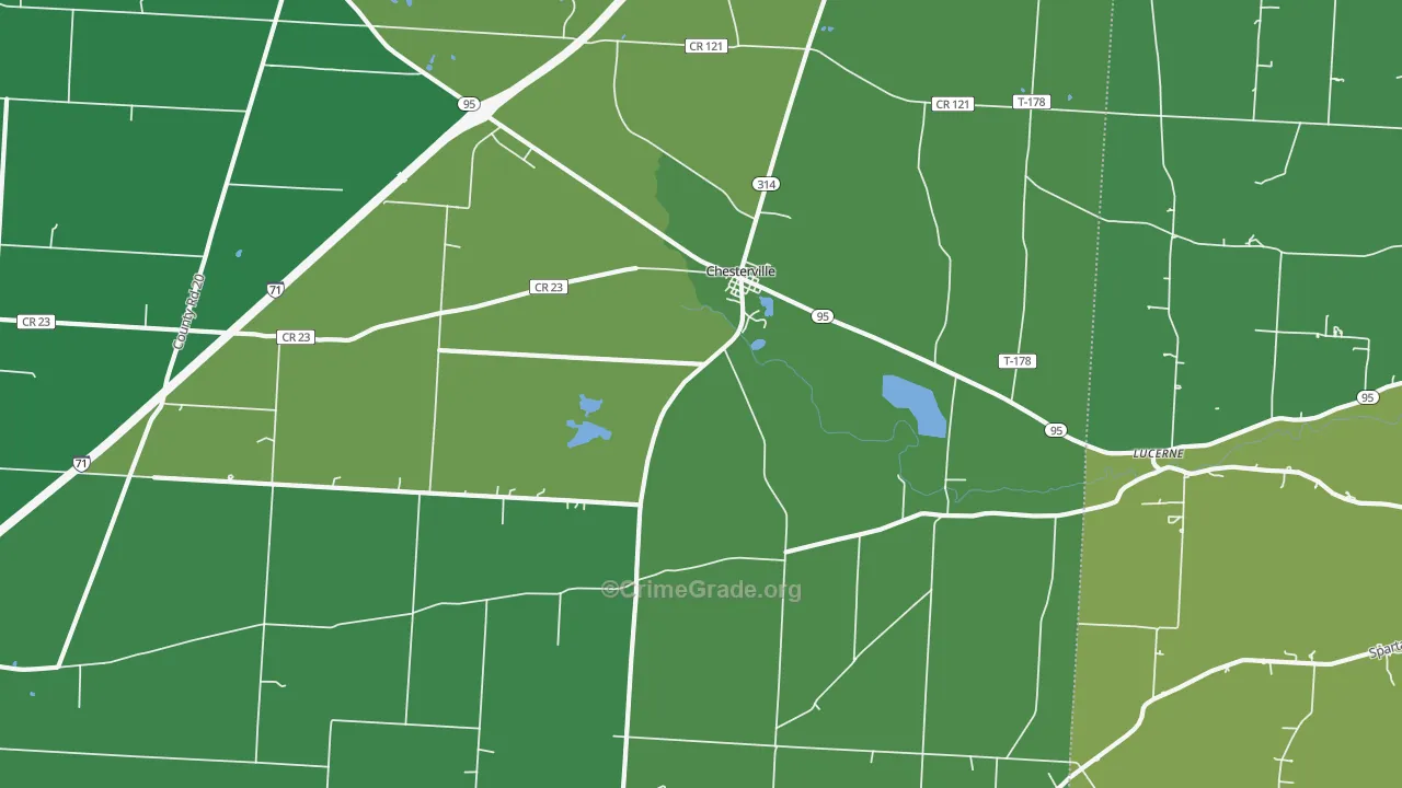 Chesterville, OH Map of Drug-Related Crime Rates
