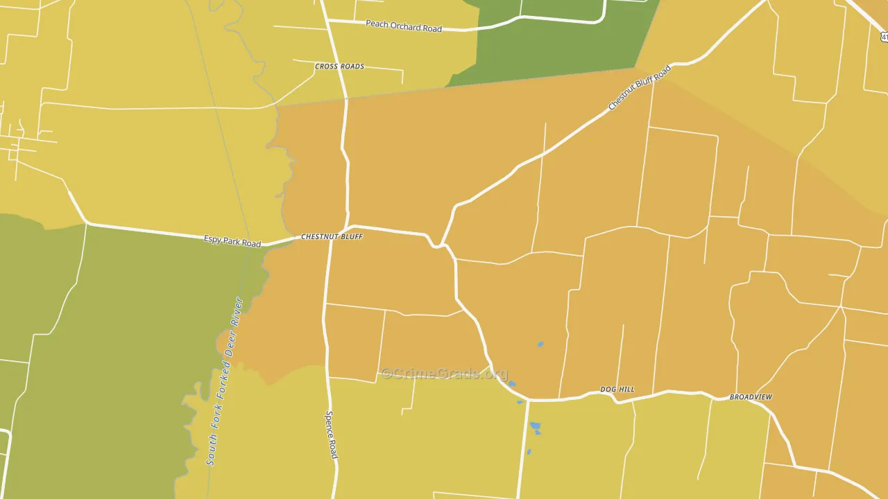 Chestnut Bluff, TN Map of Drug-Related Crime Rates