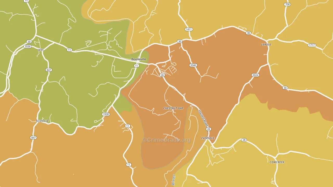 Chestnut Gap, KY Map of Drug-Related Crime Rates
