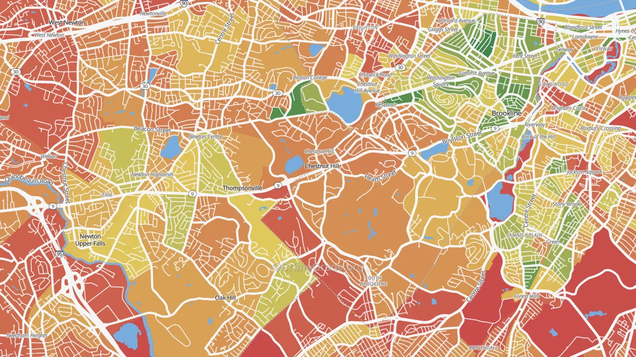 Chestnut Hill, MA Map of Drug-Related Crime Rates