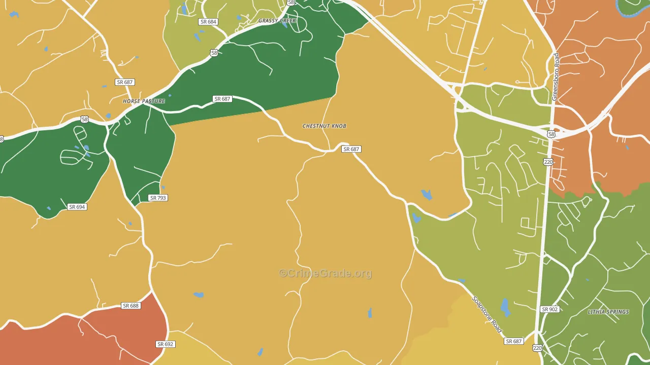 Chestnut Knob, VA Map of Drug-Related Crime Rates