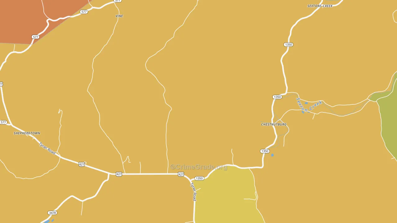 Chestnutburg, KY Map of Drug-Related Crime Rates