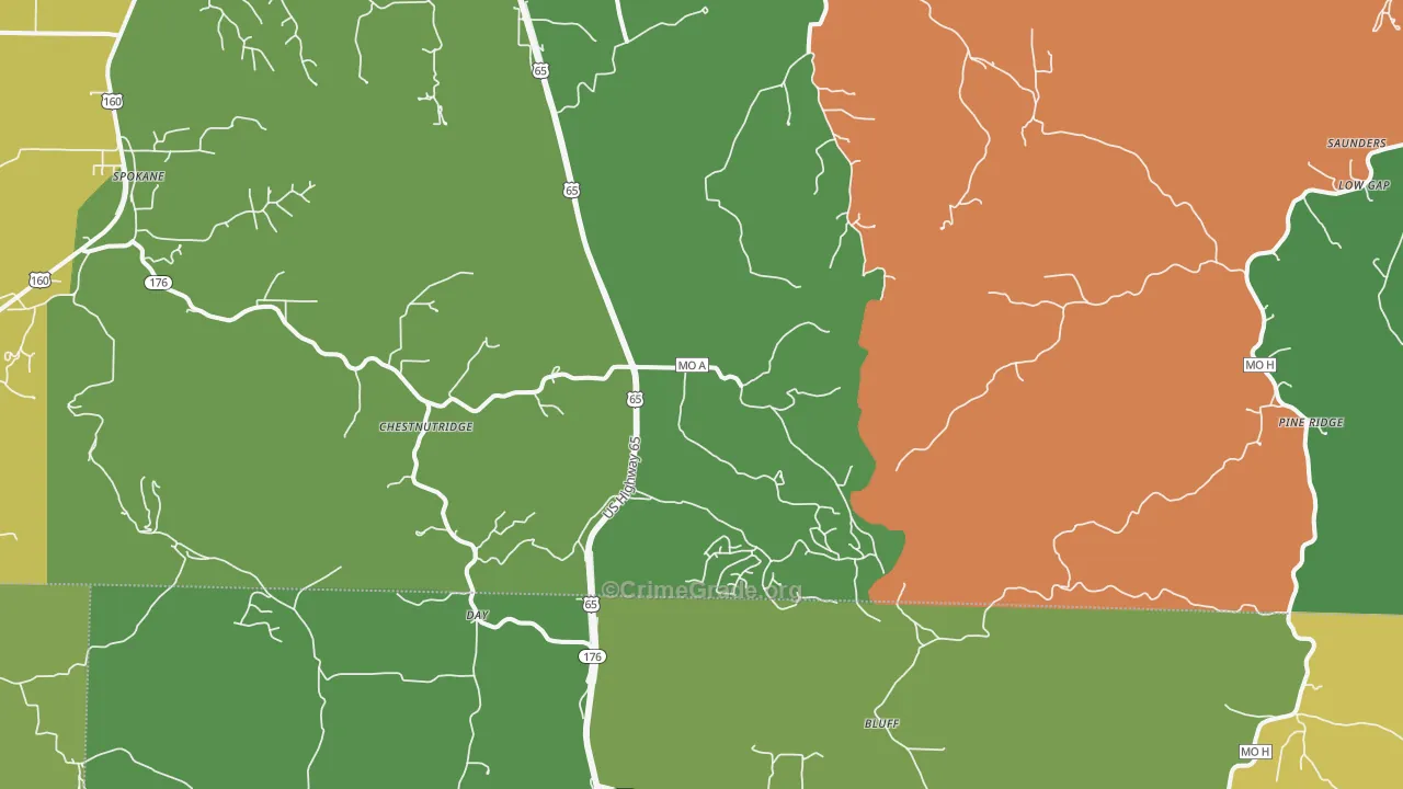 Chestnutridge, MO Map of Drug-Related Crime Rates