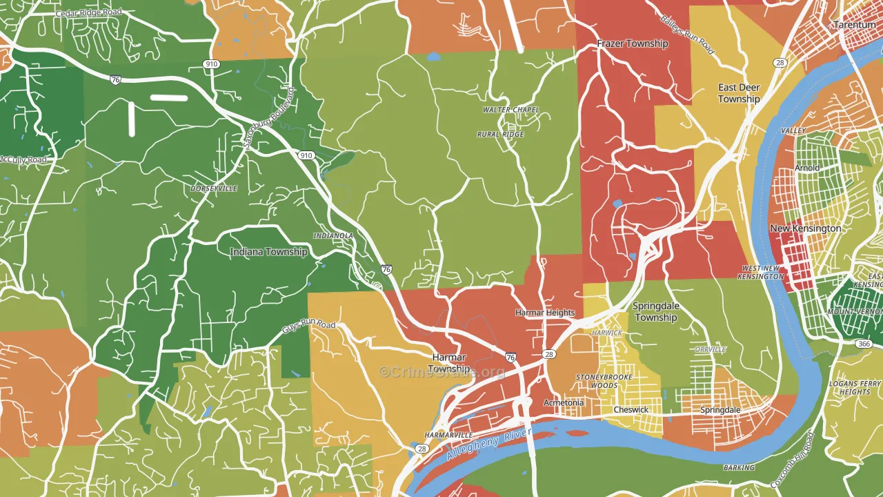 Cheswick, PA Map of Drug-Related Crime Rates
