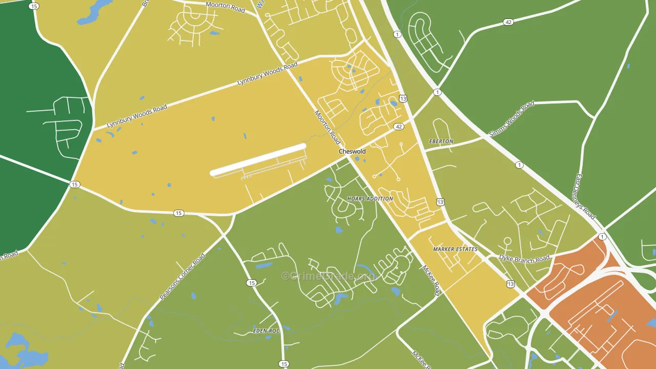 Cheswold, DE Map of Drug-Related Crime Rates