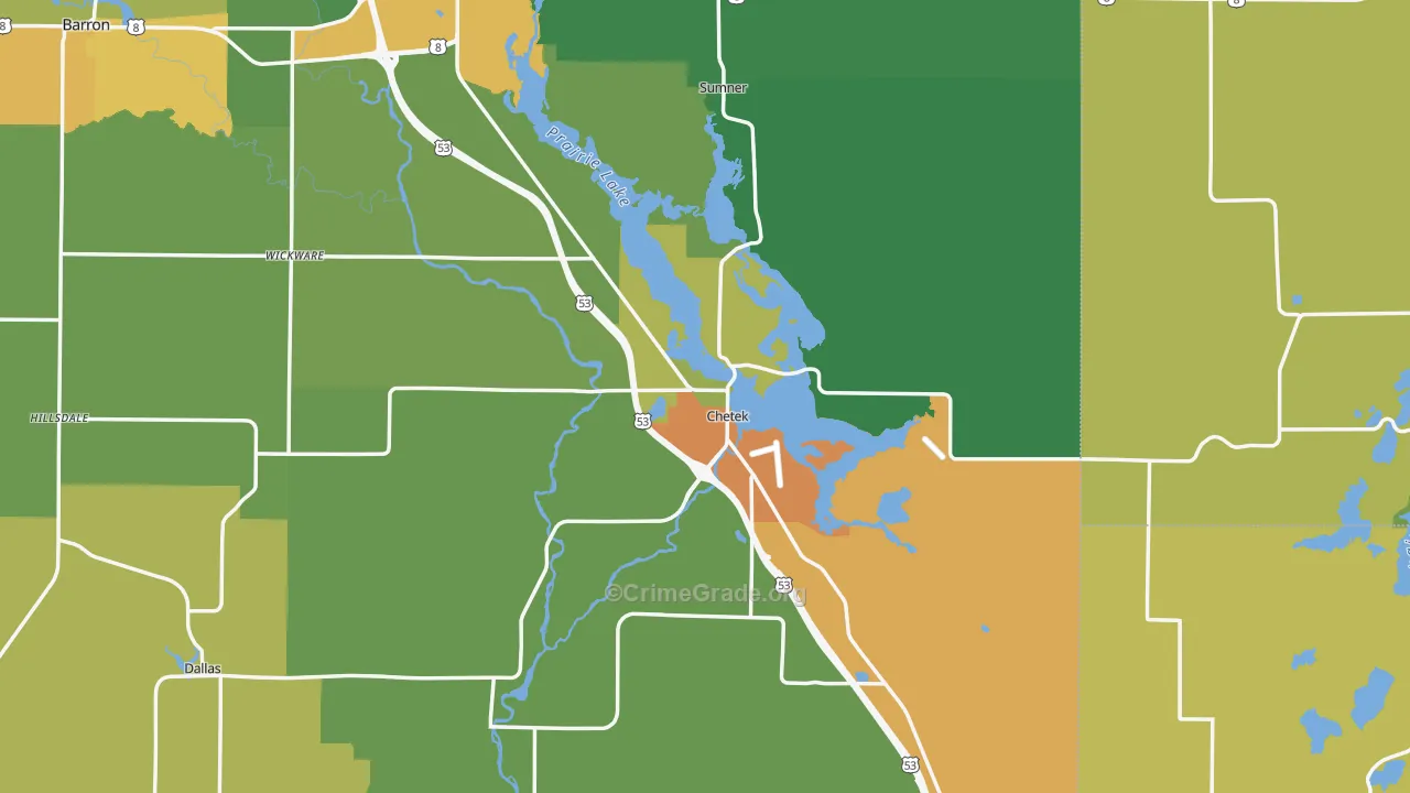 Chetek, WI Map of Drug-Related Crime Rates