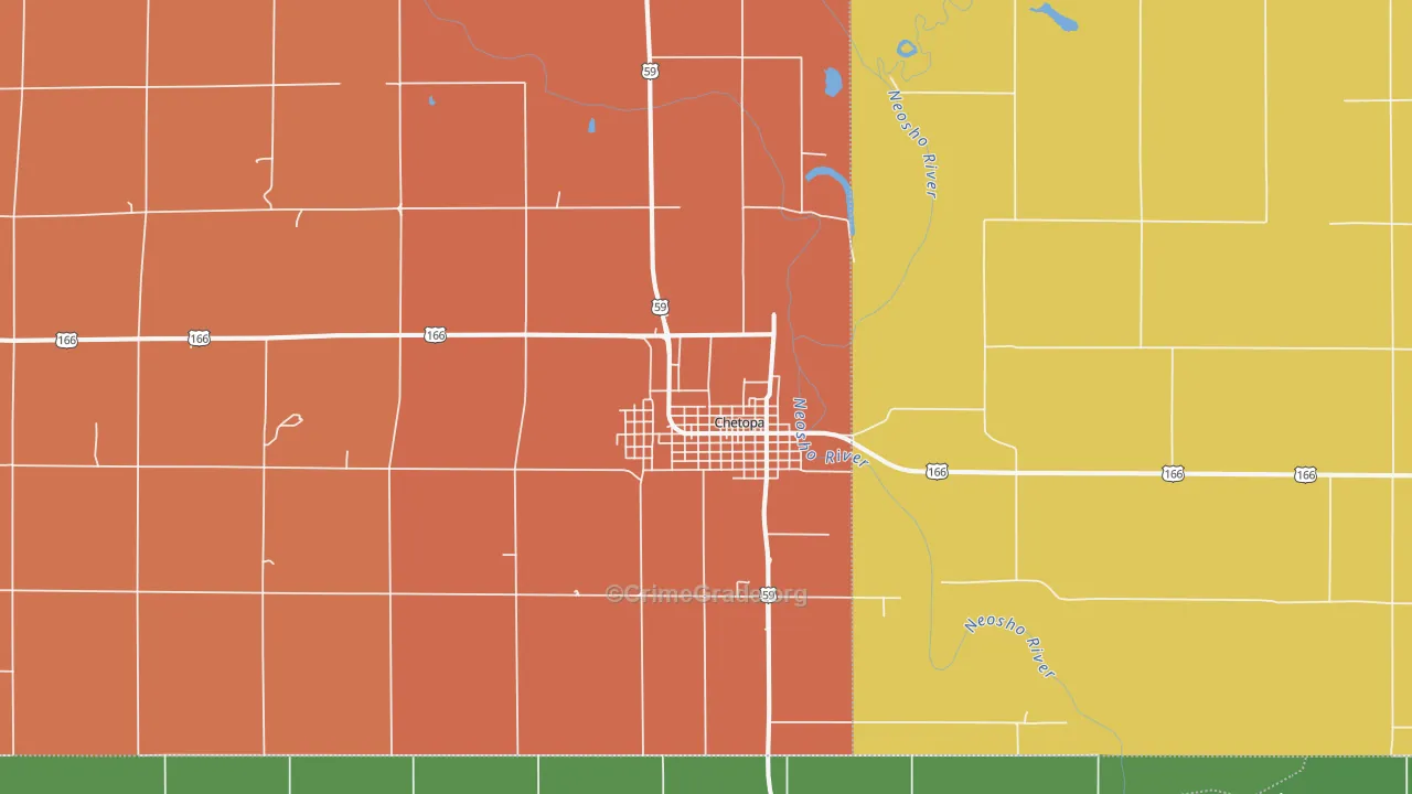 Chetopa, KS Map of Drug-Related Crime Rates