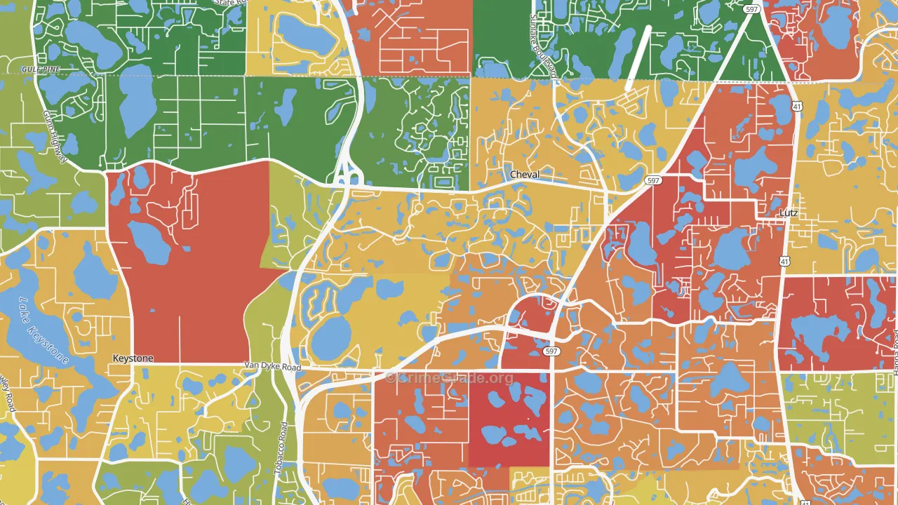 Cheval, FL Map of Drug-Related Crime Rates