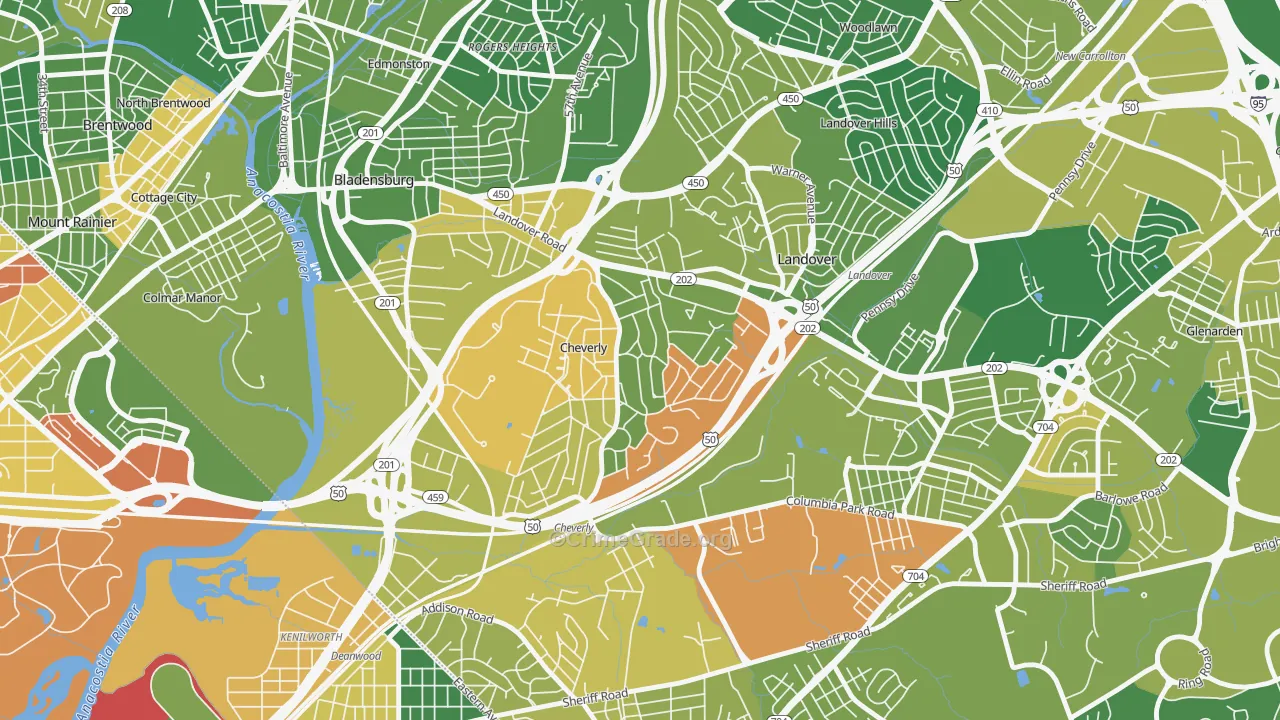 Cheverly, MD Map of Drug-Related Crime Rates
