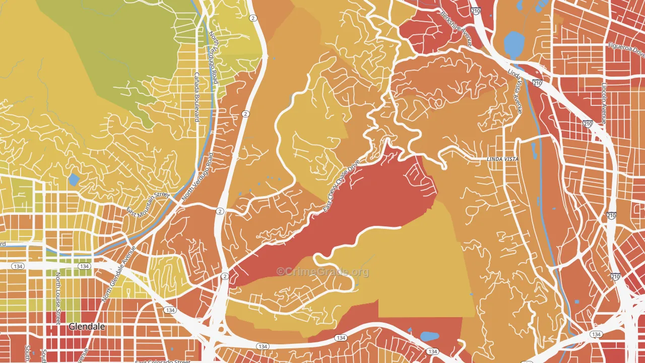 Chevy Chase, Glendale, CA Map of Drug-Related Crime Rates