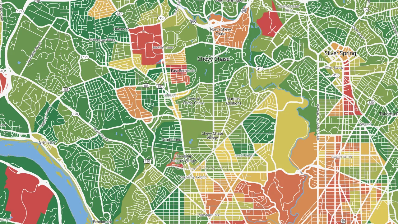 Chevy Chase, MD Map of Drug-Related Crime Rates