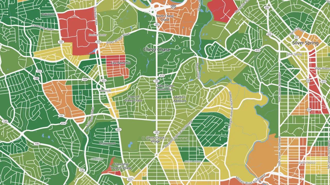 Chevy Chase Section Five, MD Map of Drug-Related Crime Rates