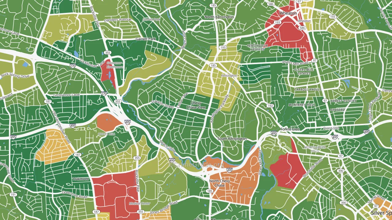 Chevy Chase View, MD Map of Drug-Related Crime Rates