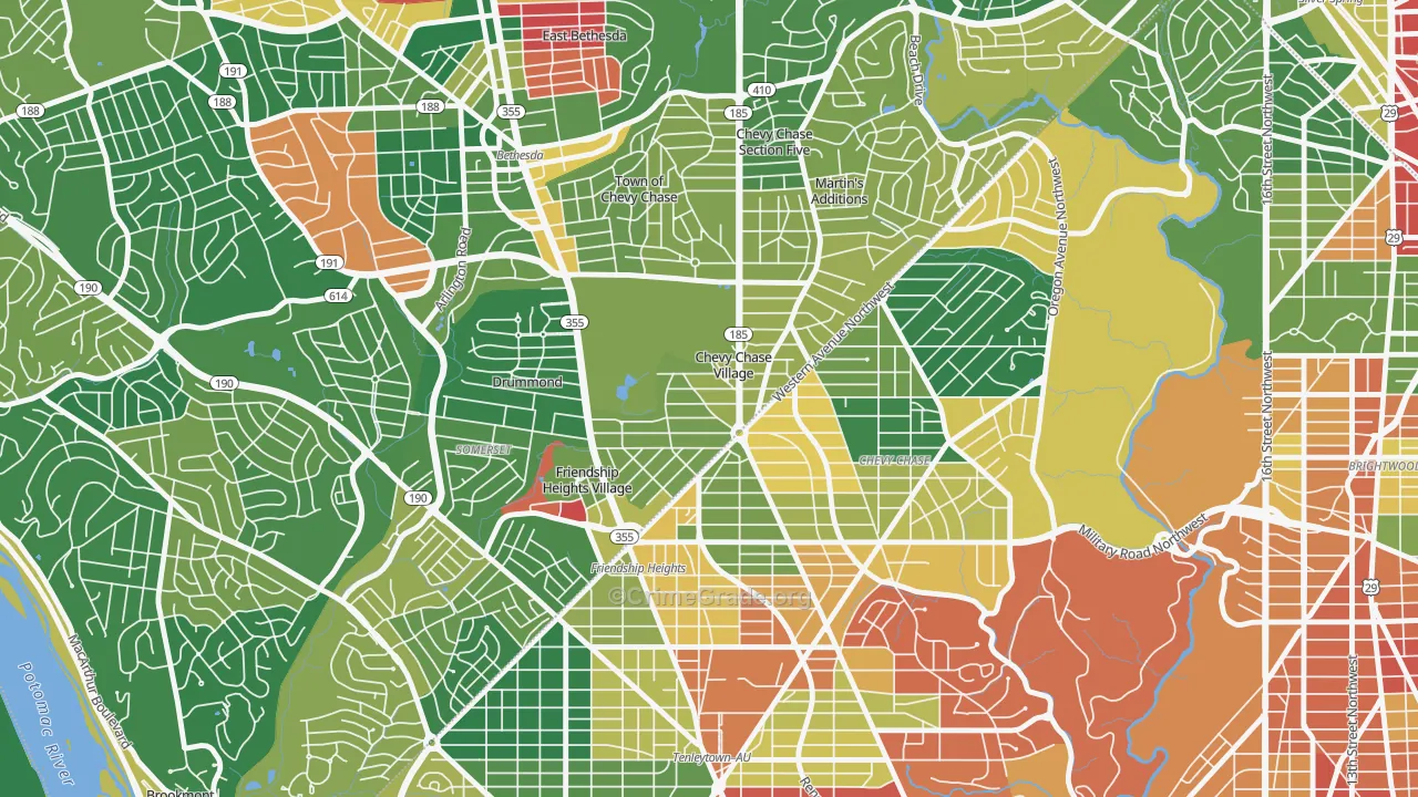 Chevy Chase Village, MD Map of Drug-Related Crime Rates