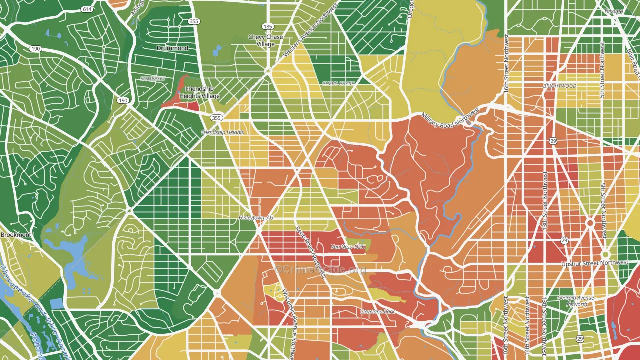 Chevy Chase, Washington, DC Map of Drug-Related Crime Rates