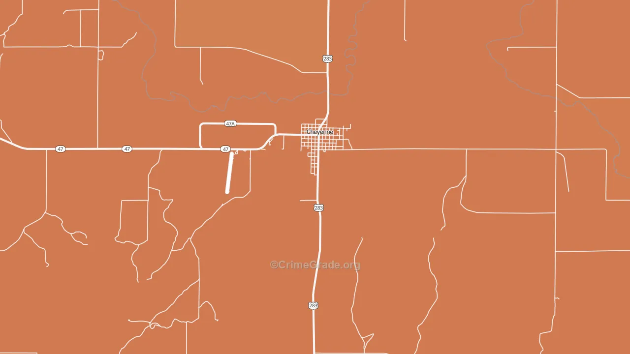 Cheyenne, OK Map of Drug-Related Crime Rates